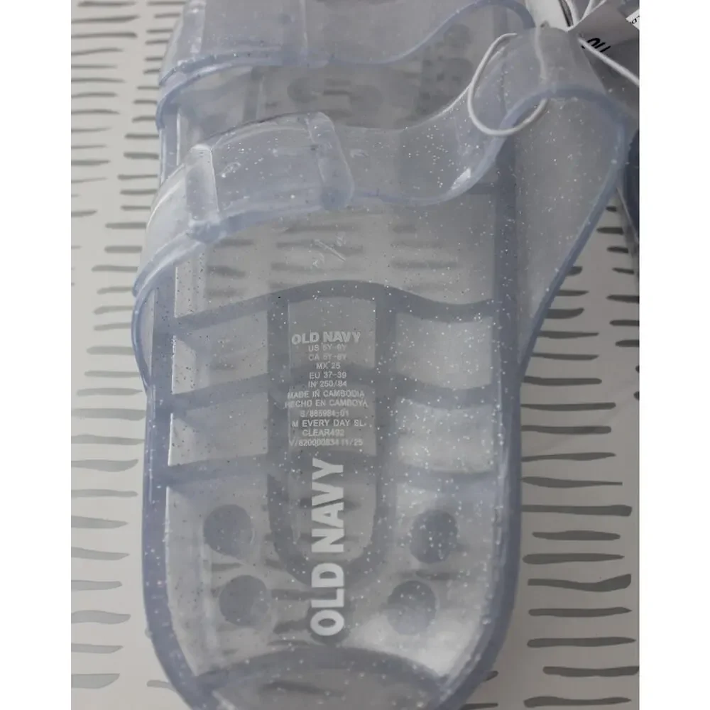 Old Navy Girls Jelly Buckled Slide Sandals Clear Size 5Y-6Y NWT
